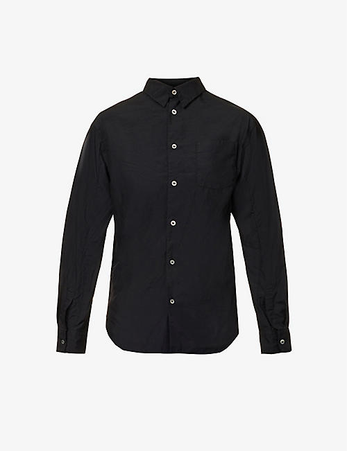 BLACK COMME DES GARCON: Pleated spread-collar woven shirt