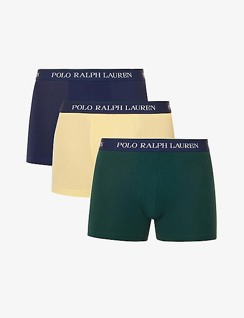 POLO RALPH LAUREN: Branded pack of three stretch-cotton trunks