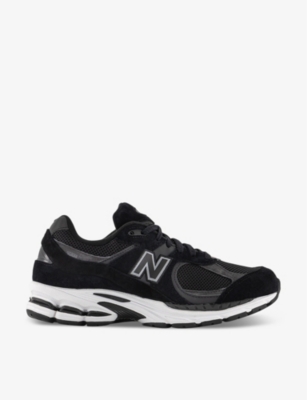New Balance Mens Black White 2002 Logo-patch Suede And Mesh Low-top Trainers In Black White