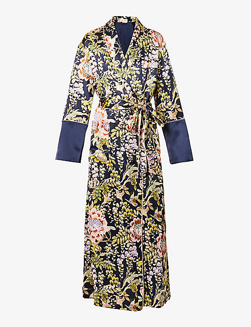 OLIVIA VON HALLE: Capability floral-print silk robe