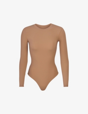 Shop Skims Womens Fits Everybody Round-neck Stretch-woven Body Sienna Xxxxl In Nude (lingerie)