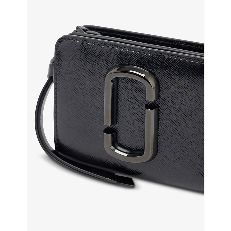 Shop Marc Jacobs Womens Black Snapshot Mini Logo-plaque Leather Wallet