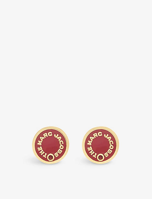 MARC JACOBS: Medallion gold-tone brass and crystal stud earrings