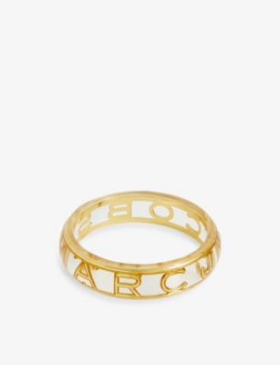 Marc Jacobs Gold & Transparent 'the Monogram' Cuff Bracelet In Clear/gold