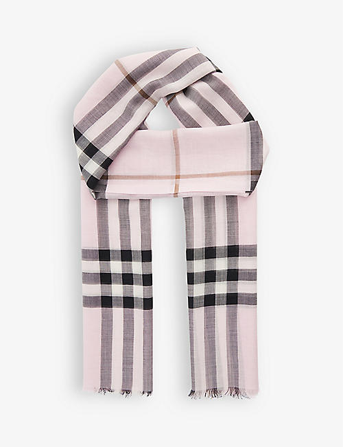 BURBERRY: Giant check-print wool and silk-blend scarf
