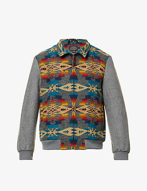 PENDLETON: Redmond spread-collar patterned wool jacket