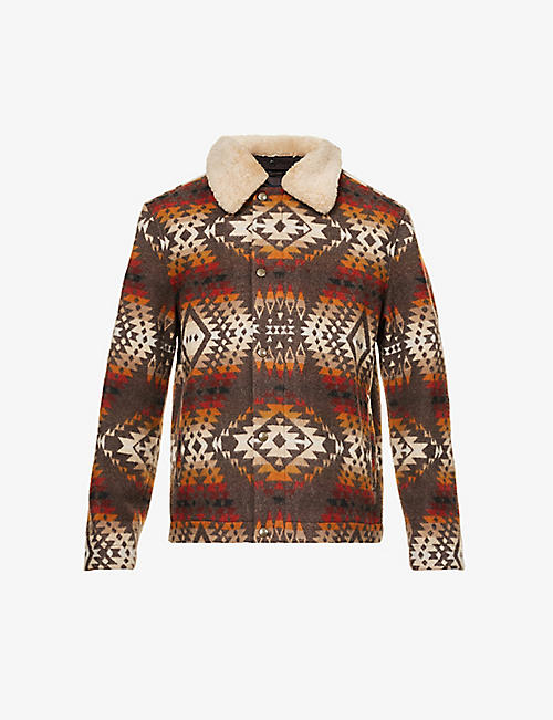 PENDLETON: Silverton patterned fur-trim wool jacket