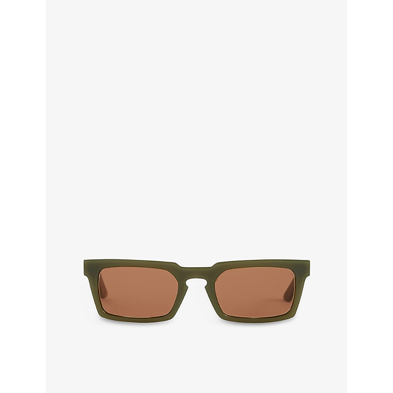 Parley For The Oceans Type 02 Low Square-frame Recycled-polyamide Sunglasses In Green/brown
