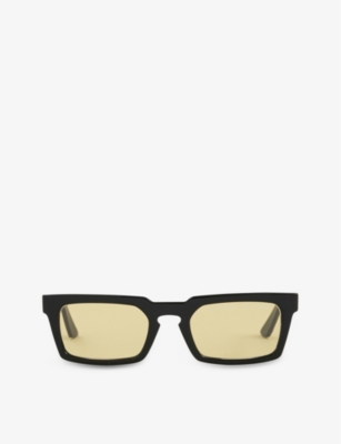 Parley For The Oceans Type 02 Low Square-frame Recycled-polyamide Sunglasses In Black/yellow