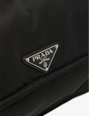 Shop Prada Brand-plaque Small Recycled-nylon Shoulder Bag In Black