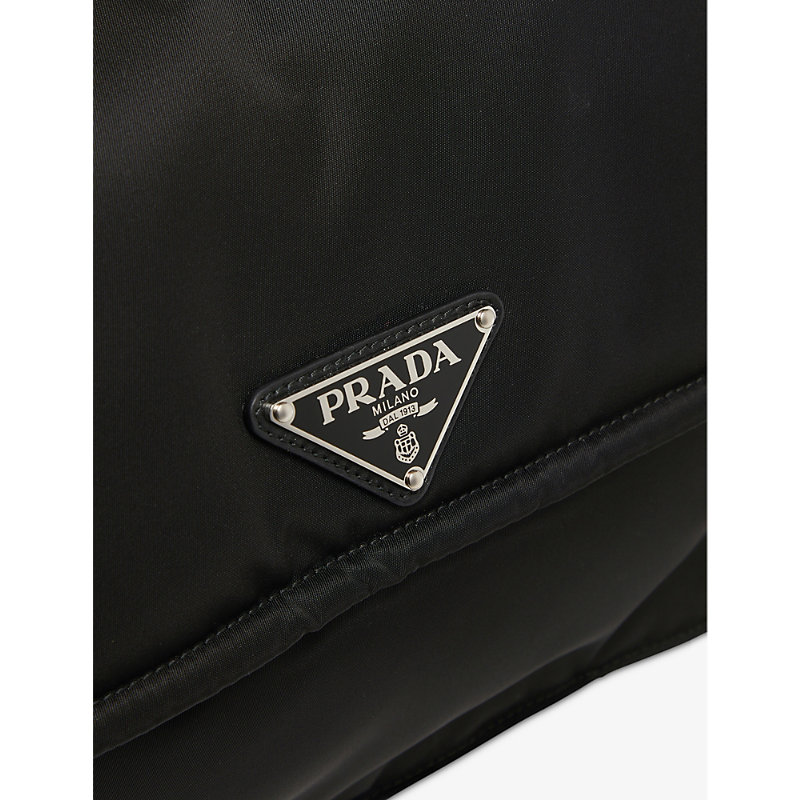 Shop Prada Brand-plaque Small Recycled-nylon Shoulder Bag In Black