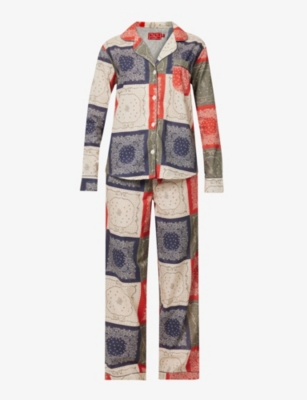 DESMOND AND DEMPSEY: Bandana-print long cotton pyjamas