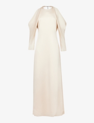 Simkhai Caitlyn Draped Off Shoulder Gown In Champagne