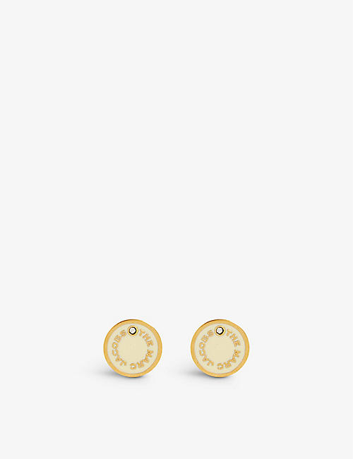 MARC JACOBS: Medallion brass, resin and crystal stud earrings