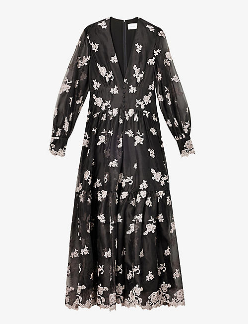 ERDEM: Tabetha floral-embroidered silk maxi dress