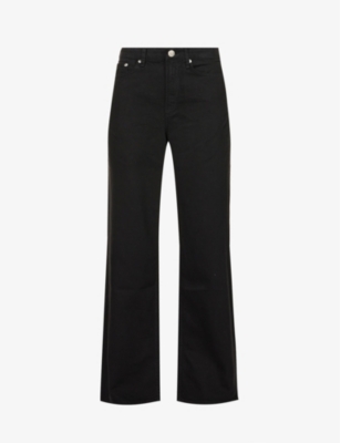Shop Rag & Bone Women's Black Logan Wide-leg High-rise Cotton-blend Jeans