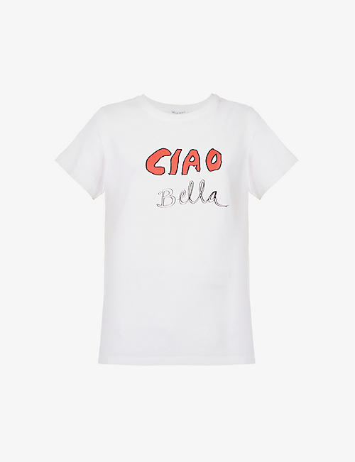 BELLA FREUD: Ciao Bella brand-print organic-cotton T-shirt