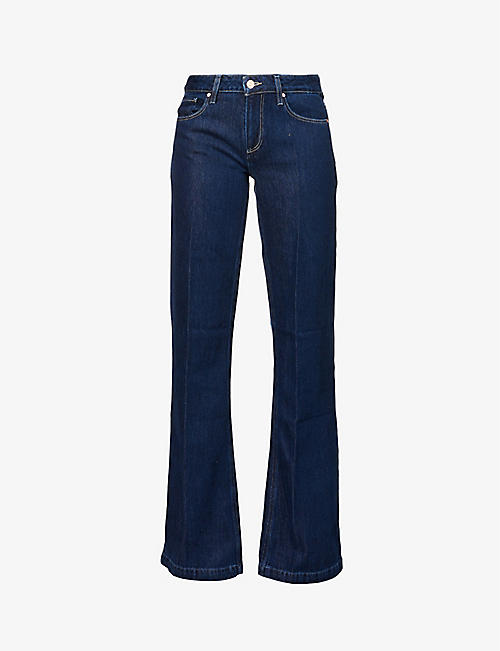 PAIGE: Sonja high-rise wide-leg cotton-blend jeans