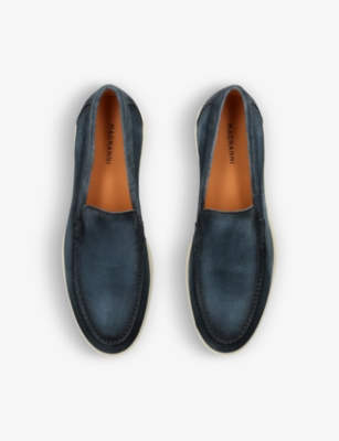 Shop Magnanni Paraiso Slip-on Suede Loafers In Navy