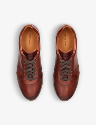 Magnanni Mens Brown Zubiri Leather Low-top Trainers In Brown