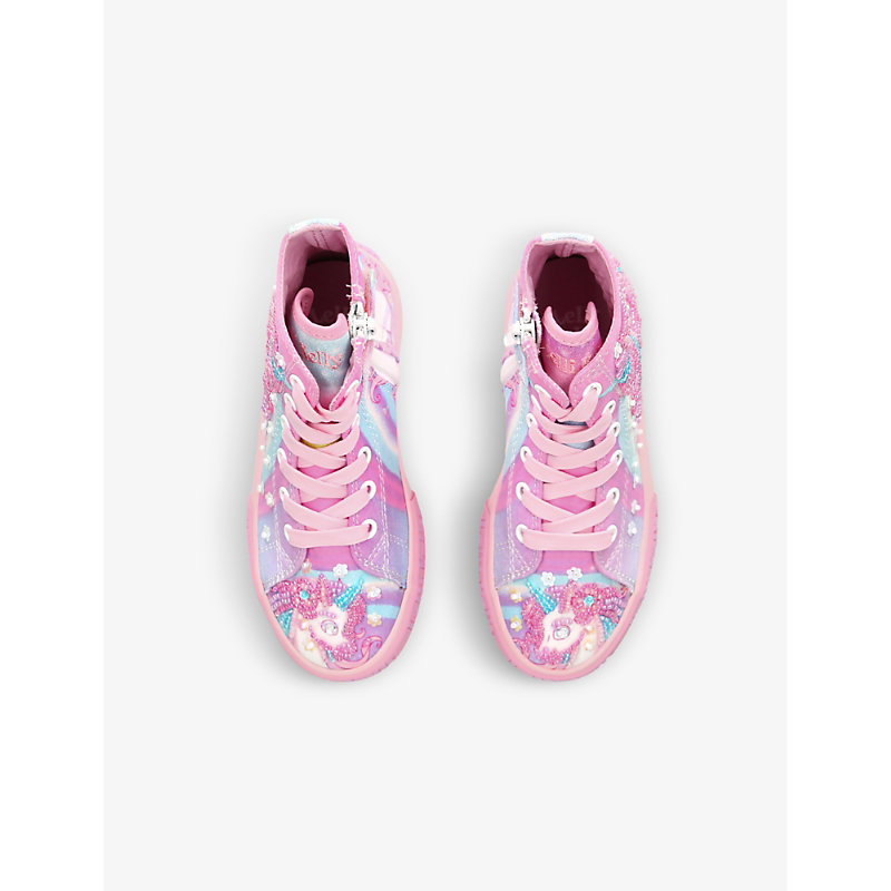 Shop Lelli Kelly Girls Mult/other Kids Unicorn-beaded Canvas High-top Trainers 4-9 Years