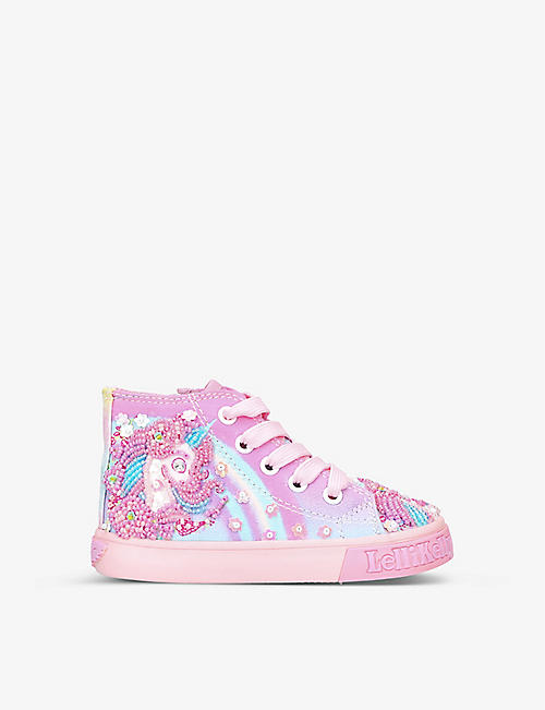 LELLI KELLY: Unicorn-beaded canvas high-top baby boots 6 months-4 years