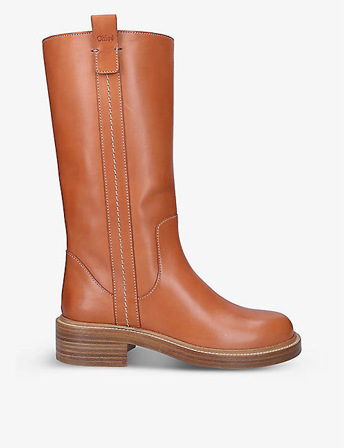 CHLOE: Edith topstitched leather boots