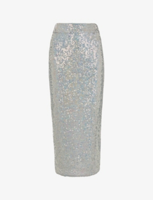 WHISTLES - Sequin-embellished high-waist recycled-polyester midi skirt ...