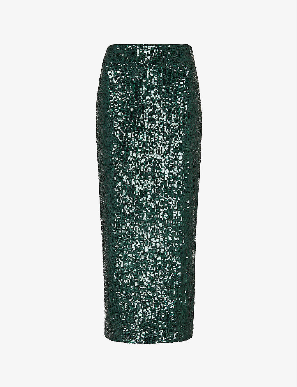 Whistles Sequined Column Midi Skirt In Dark Green