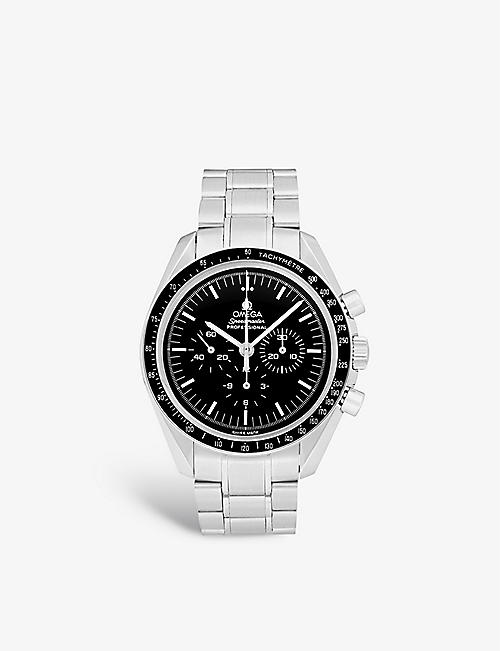 BUCHERER CERTIFIED PRE OWNED: Pre-loved Omega 1360-804-7 Speedmaster stainless-steel manual watch