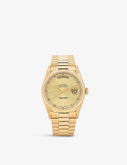 BUCHERER CERTIFIED PRE OWNED: Pre-loved Rolex Day-Date 18ct yellow-gold automatic watch
