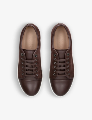 LANVIN Cap-toe leather and suede low-top trainers