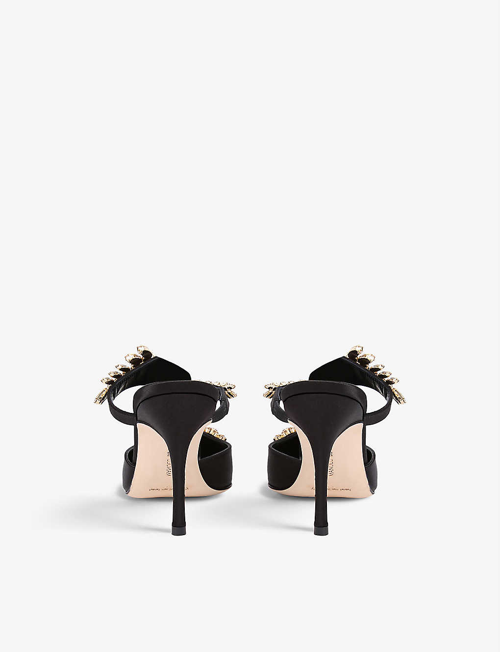 MANOLO BLAHNIK Lurum crystal-embellished satin mules