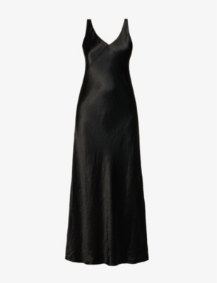 VINCE Vneck satin slip maxi dress
