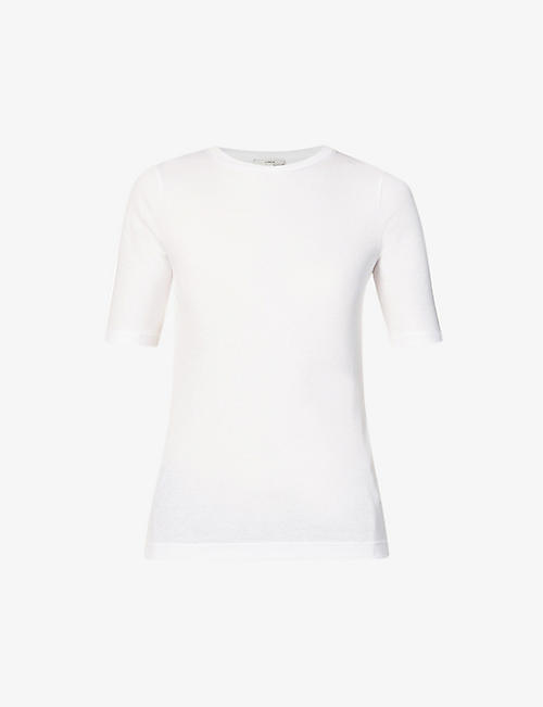 VINCE: Three quarter-length sleeves stretch-woven T-shirt