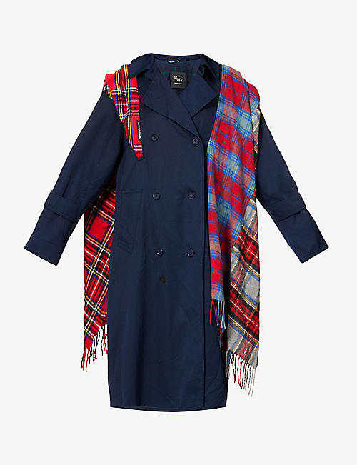 1/OFF: Upcycled check-panel woven trench coat