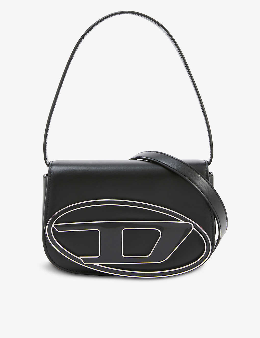 Diesel Womens Black 1dr Logo-plaque Leather Shoulder Bag