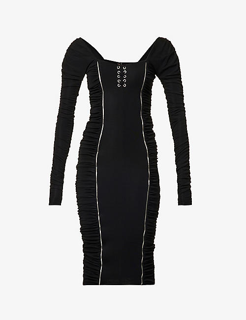 HARDWARE LDN: Dolcev zip-embellished stretch-woven midi dress