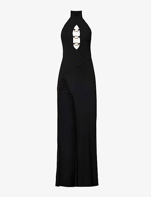 HARDWARE LDN: Elvira ring-embellished stretch-woven maxi dress