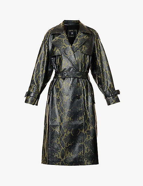 HARDWARE LDN: Savage snakeskin-embossed stretch-woven trench coat