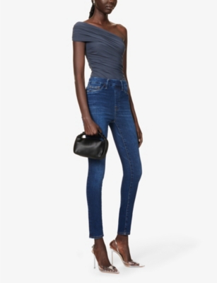 GOOD AMERICAN: Pull On Skinny slim-fit mid-rise stretch-denim jeans