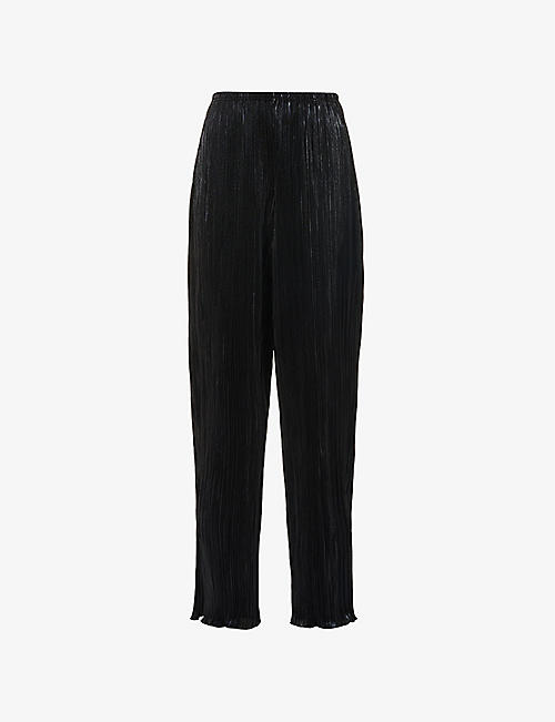 GOOD AMERICAN: Plisse wide-leg high-rise woven trousers