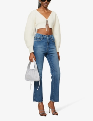 Good American Womens Indigo338 Good Curve Straight-leg High-rise Stretch-denim Jeans In Indigo338