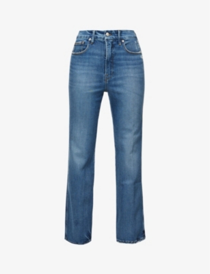 Good American Womens Indigo338 Good Curve Straight-leg High-rise Stretch-denim Jeans