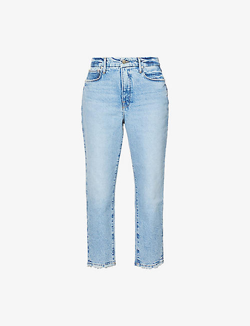 GOOD AMERICAN: Good Girlfriend Petite tapered mid-rise stretch-denim jeans