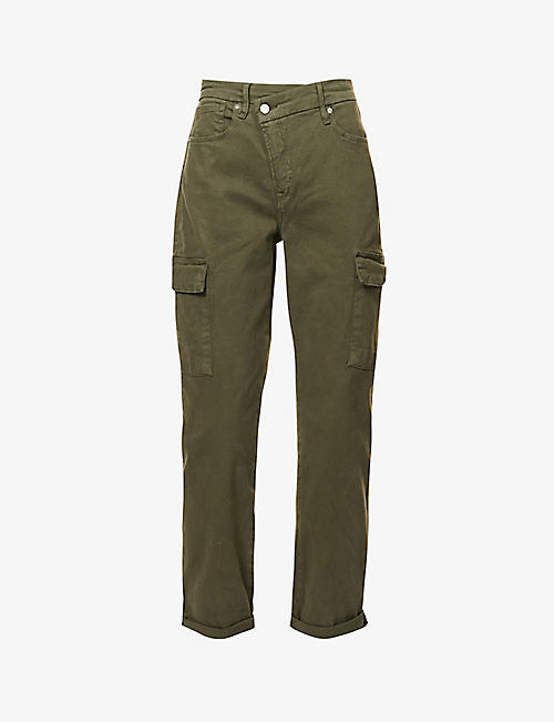 GOOD AMERICAN: Good Army asymmetric stretch-recycled cotton-blend trousers