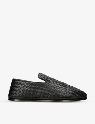 Bottega Veneta Intrecciato Full-grain Leather Slippers In Black