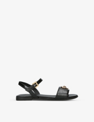 Versace Medusa-logo Leather Sandals 6-8 Years In Blk/other