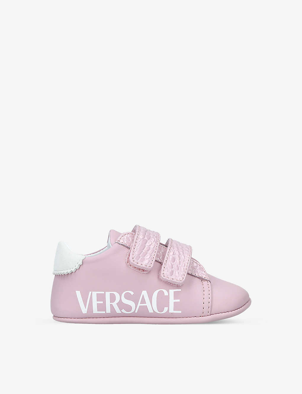 Versace Girls Pale Pink Kids Logo-print Leather Trainers 4-6 Months In Light Pink