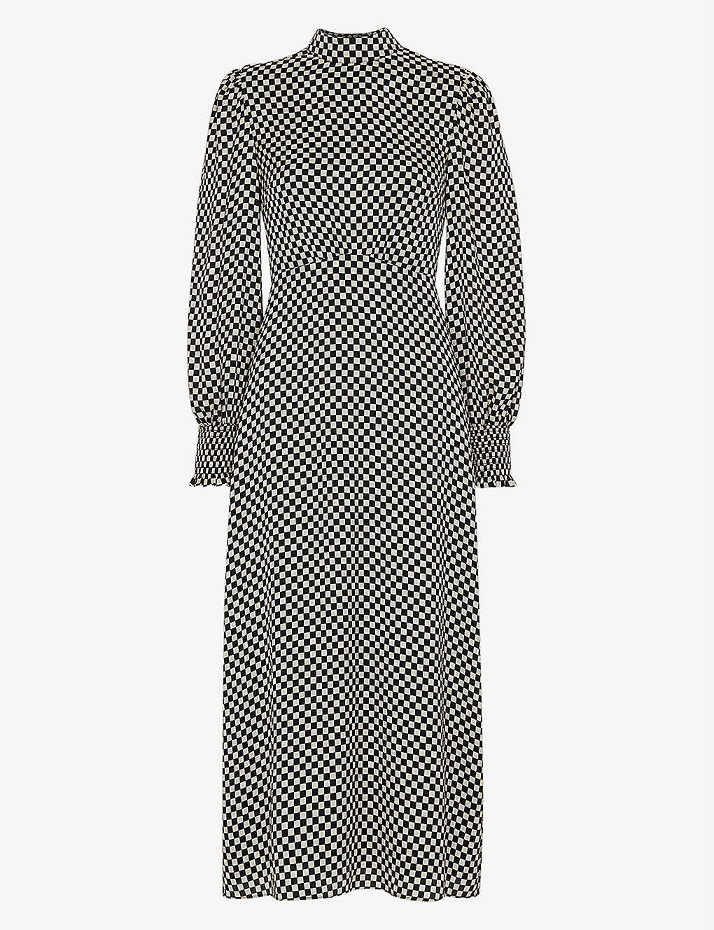 Whistles Darcie Checkerboard Print Midi Dress In Black
